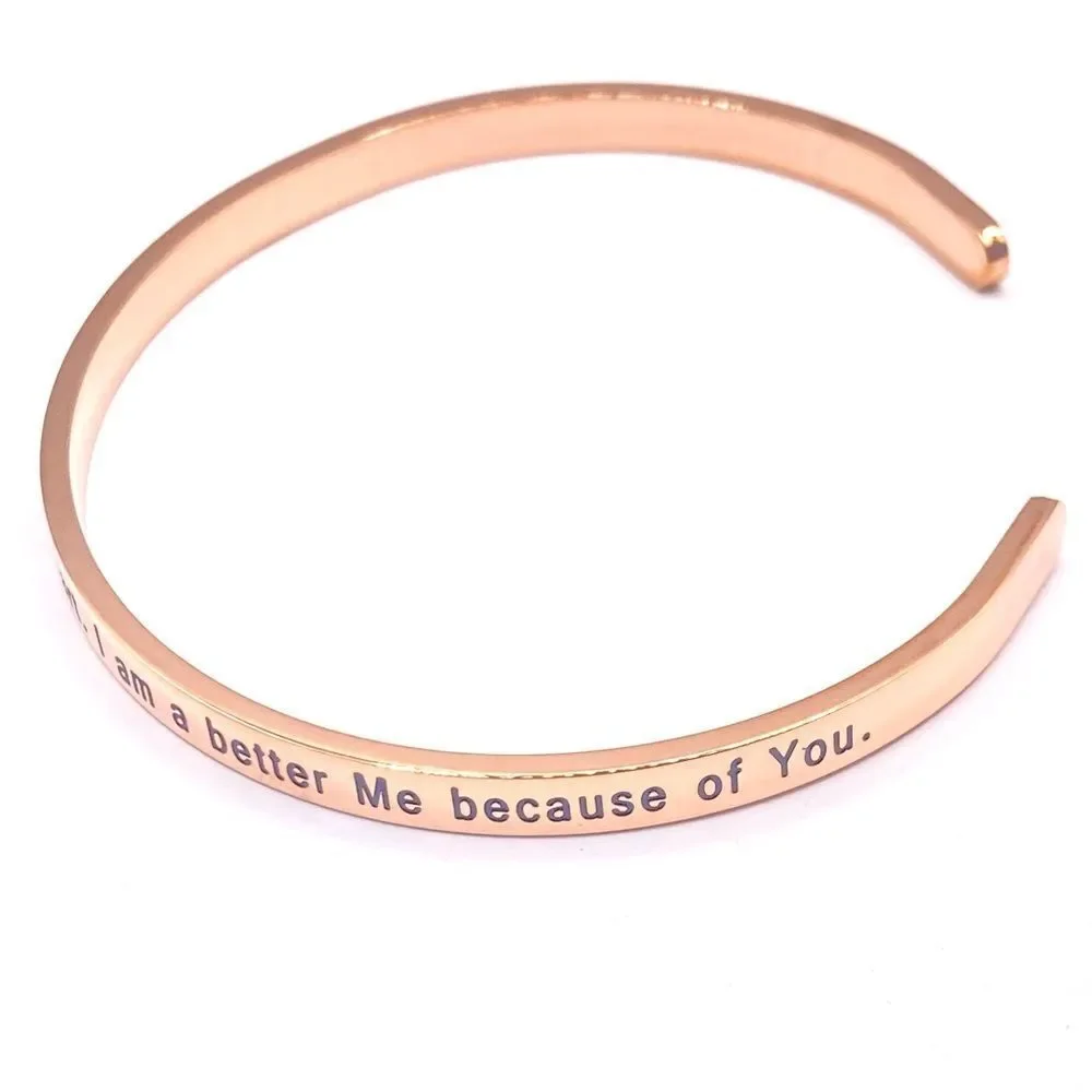 Rose Gold Engraved Minimalist Friendship Cuff Bracelet